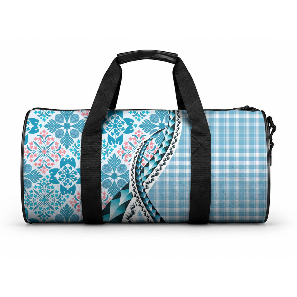 Aloha Vintage Palaka Floral Hawaiian Quilt Duffle Bag Uliuli Motif LT9 One size Blue - Polynesian Pride
