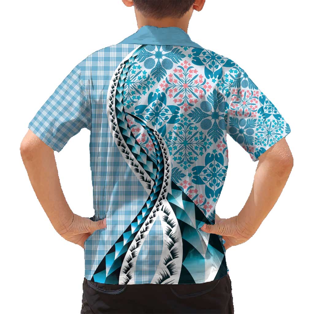 Aloha Vintage Palaka Floral Hawaiian Quilt Family Matching Long Sleeve Bodycon Dress and Hawaiian Shirt Uliuli Motif LT9 - Polynesian Pride