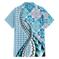 Aloha Vintage Palaka Floral Hawaiian Quilt Family Matching Off Shoulder Short Dress and Hawaiian Shirt Uliuli Motif LT9 - Polynesian Pride