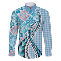 Aloha Vintage Palaka Floral Hawaiian Quilt Family Matching Puletasi and Hawaiian Shirt Uliuli Motif - Polynesian Pride