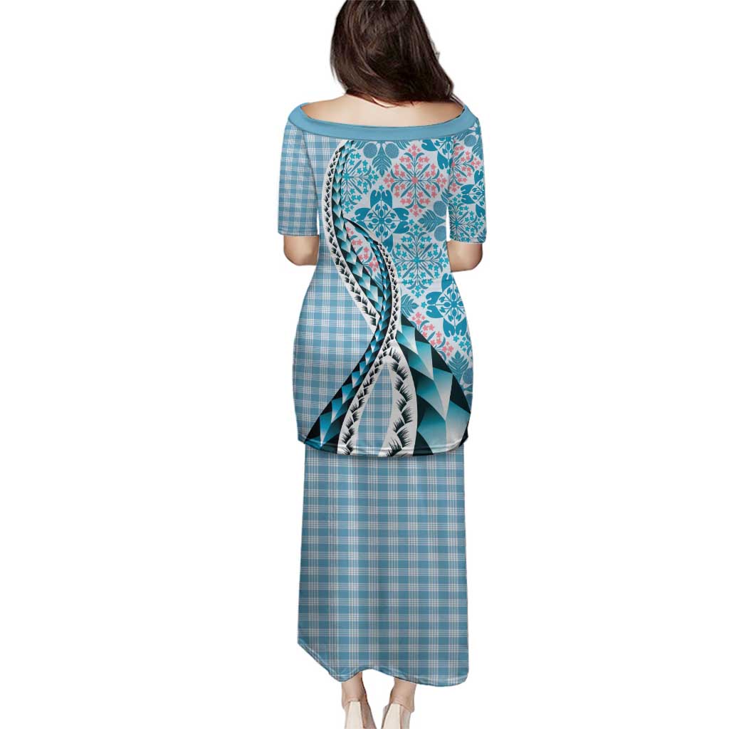 Aloha Vintage Palaka Floral Hawaiian Quilt Family Matching Puletasi and Hawaiian Shirt Uliuli Motif - Polynesian Pride