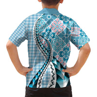 Aloha Vintage Palaka Floral Hawaiian Quilt Family Matching Summer Maxi Dress and Hawaiian Shirt Uliuli Motif LT9 - Polynesian Pride