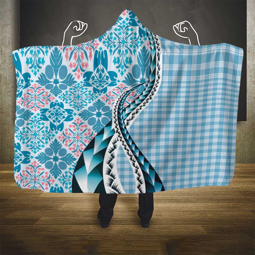 Aloha Vintage Palaka Floral Hawaiian Quilt Hooded Blanket Uliuli Motif - Polynesian Pride