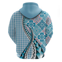 Aloha Vintage Palaka Floral Hawaiian Quilt Hoodie Uliuli Motif - Polynesian Pride