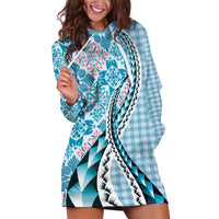 Aloha Vintage Palaka Floral Hawaiian Quilt Hoodie Dress Uliuli Motif - Polynesian Pride