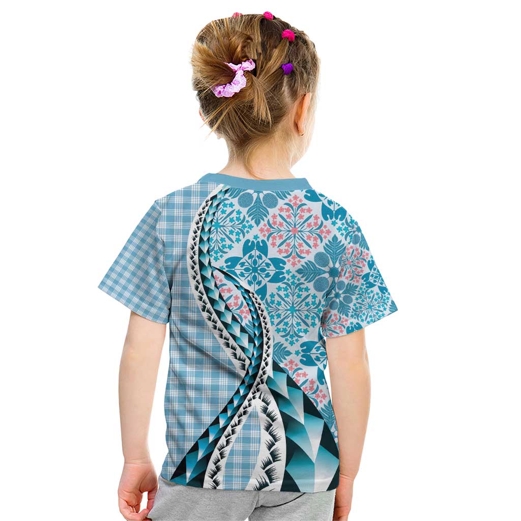 Aloha Vintage Palaka Floral Hawaiian Quilt Kid T Shirt Uliuli Motif - Polynesian Pride