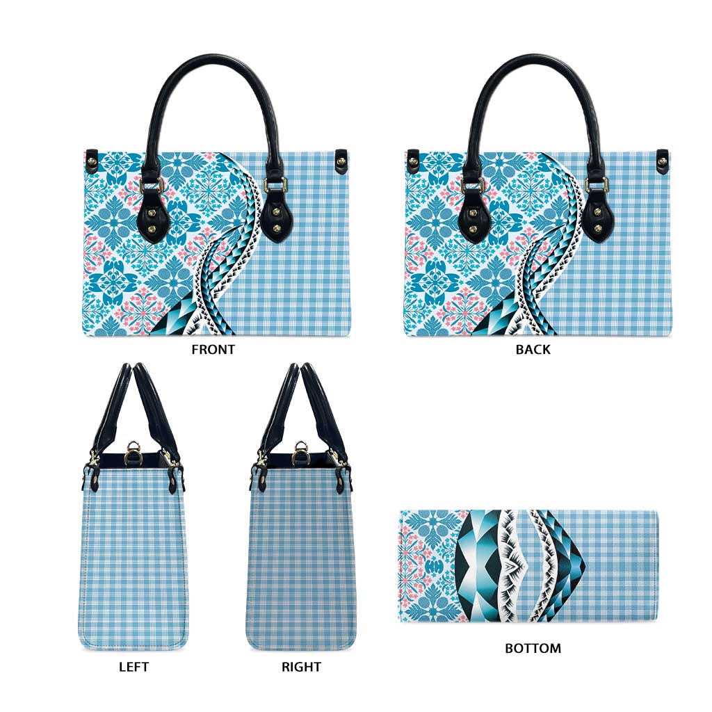 Aloha Vintage Palaka Floral Hawaiian Quilt Leather Bag Uliuli Motif - Polynesian Pride