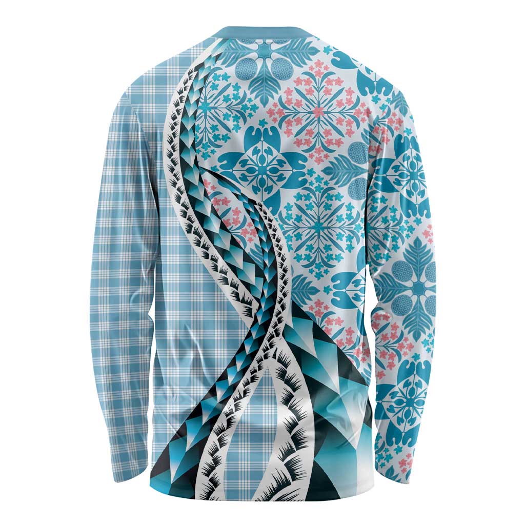 Aloha Vintage Palaka Floral Hawaiian Quilt Long Sleeve Shirt Uliuli Motif - Polynesian Pride