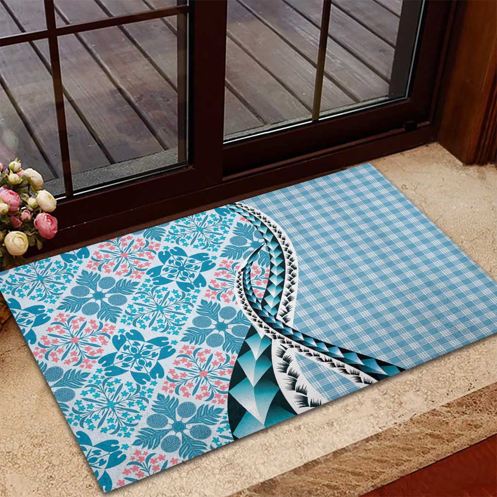 Aloha Vintage Palaka Floral Hawaiian Quilt Rubber Doormat Uliuli Motif - Polynesian Pride