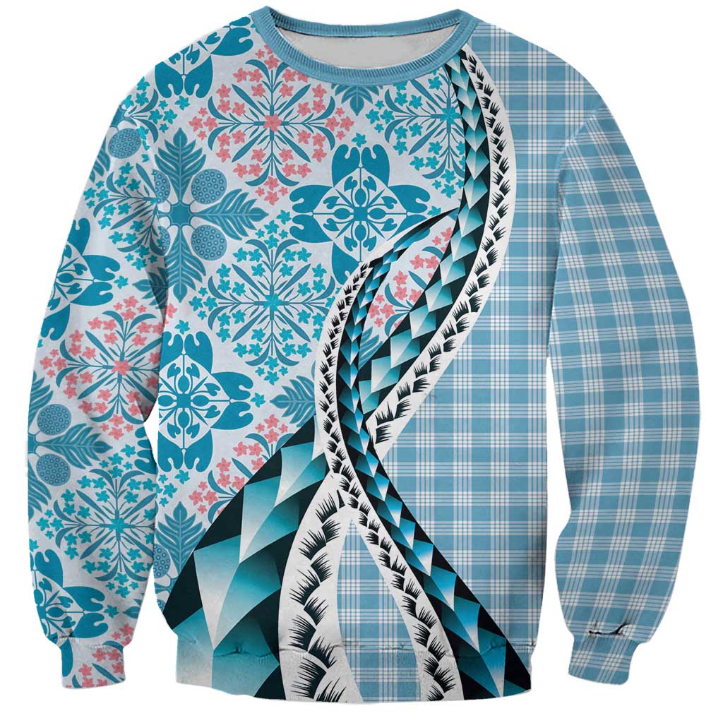 Aloha Vintage Palaka Floral Hawaiian Quilt Sweatshirt Uliuli Motif - Polynesian Pride