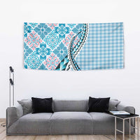 Aloha Vintage Palaka Floral Hawaiian Quilt Tapestry Uliuli Motif - Polynesian Pride