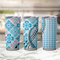 Aloha Vintage Palaka Floral Hawaiian Quilt Tumbler Cup Uliuli Motif - Polynesian Pride