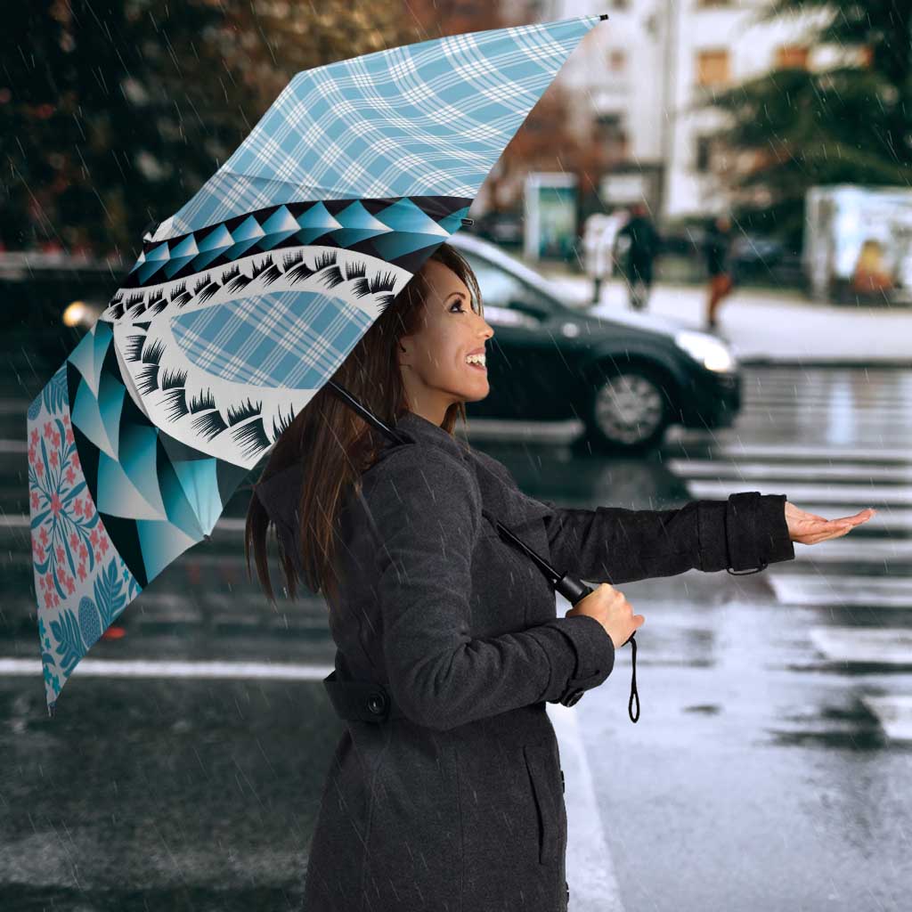 Aloha Vintage Palaka Floral Hawaiian Quilt Umbrella Uliuli Motif - Polynesian Pride