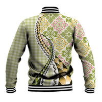 Aloha Vintage Palaka Floral Hawaiian Quilt Baseball Jacket Omaomao Motif - Polynesian Pride