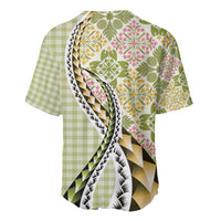 Aloha Vintage Palaka Floral Hawaiian Quilt Baseball Jersey Omaomao Motif - Polynesian Pride