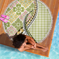Aloha Vintage Palaka Floral Hawaiian Quilt Beach Blanket Omaomao Motif - Polynesian Pride