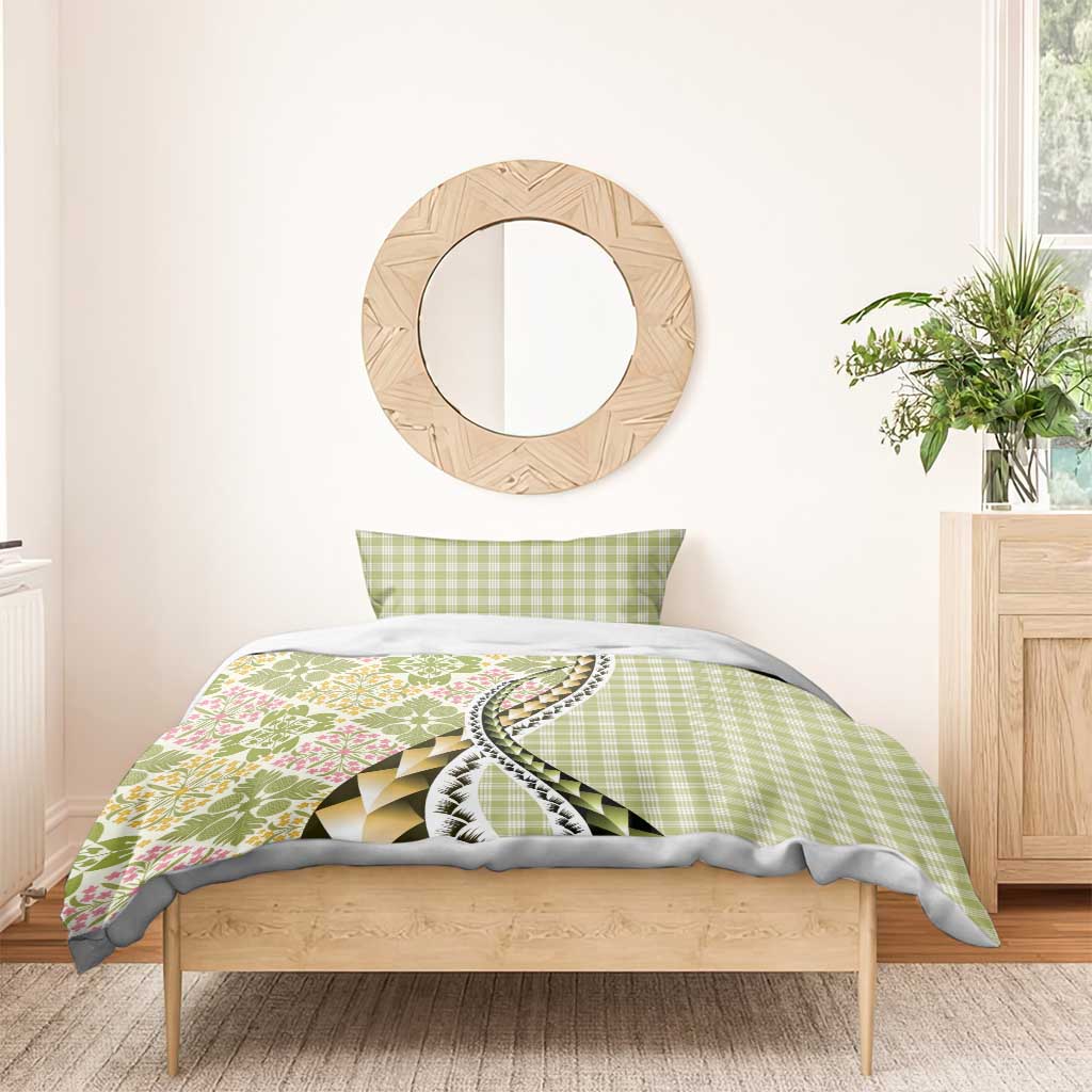 Aloha Vintage Palaka Floral Hawaiian Quilt Bedding Set Omaomao Motif - Polynesian Pride