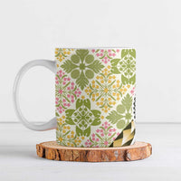Aloha Vintage Palaka Floral Hawaiian Quilt Ceramic Mug Omaomao Motif - Polynesian Pride