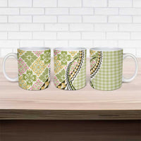 Aloha Vintage Palaka Floral Hawaiian Quilt Ceramic Mug Omaomao Motif - Polynesian Pride