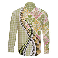 Aloha Vintage Palaka Floral Hawaiian Quilt Family Matching Long Sleeve Bodycon Dress and Hawaiian Shirt Omaomao Motif LT9 - Polynesian Pride