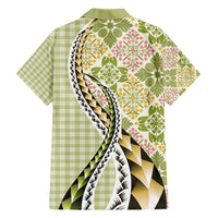 Aloha Vintage Palaka Floral Hawaiian Quilt Family Matching Off Shoulder Maxi Dress and Hawaiian Shirt Omaomao Motif - Polynesian Pride