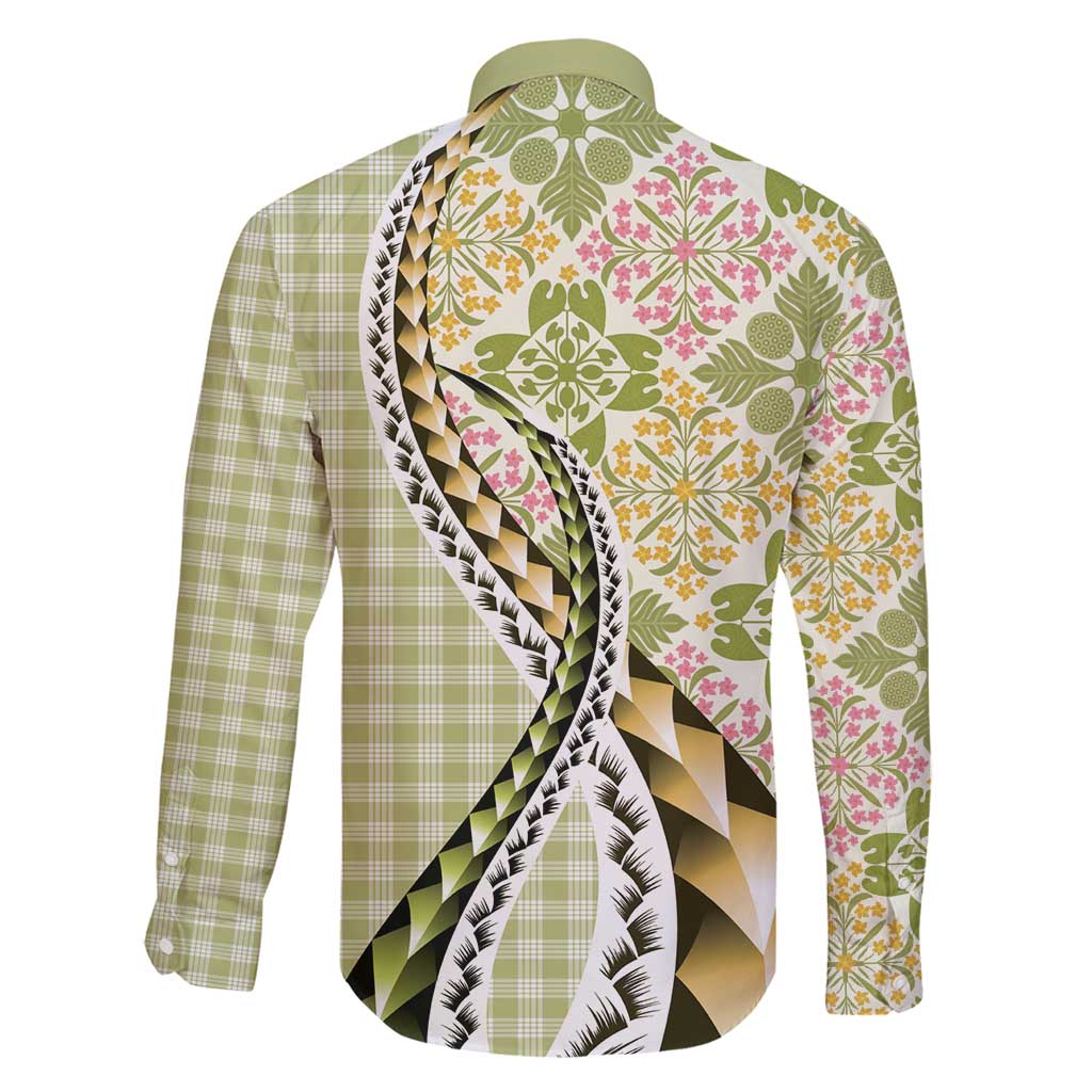 Aloha Vintage Palaka Floral Hawaiian Quilt Family Matching Puletasi and Hawaiian Shirt Omaomao Motif - Polynesian Pride