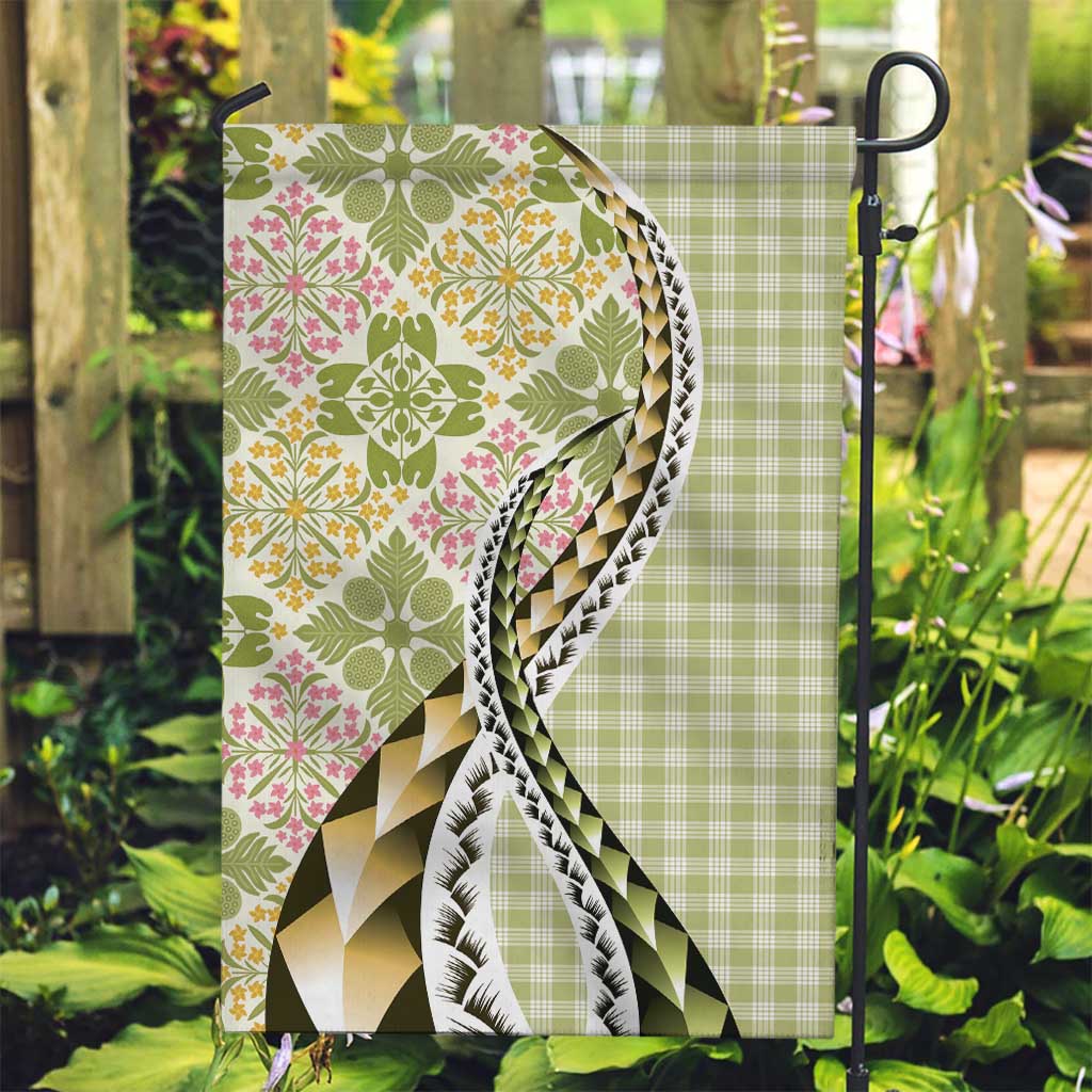 Aloha Vintage Palaka Floral Hawaiian Quilt Garden Flag Omaomao Motif - Polynesian Pride