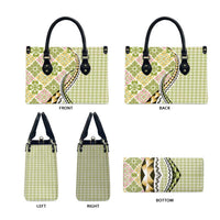 Aloha Vintage Palaka Floral Hawaiian Quilt Leather Bag Omaomao Motif - Polynesian Pride