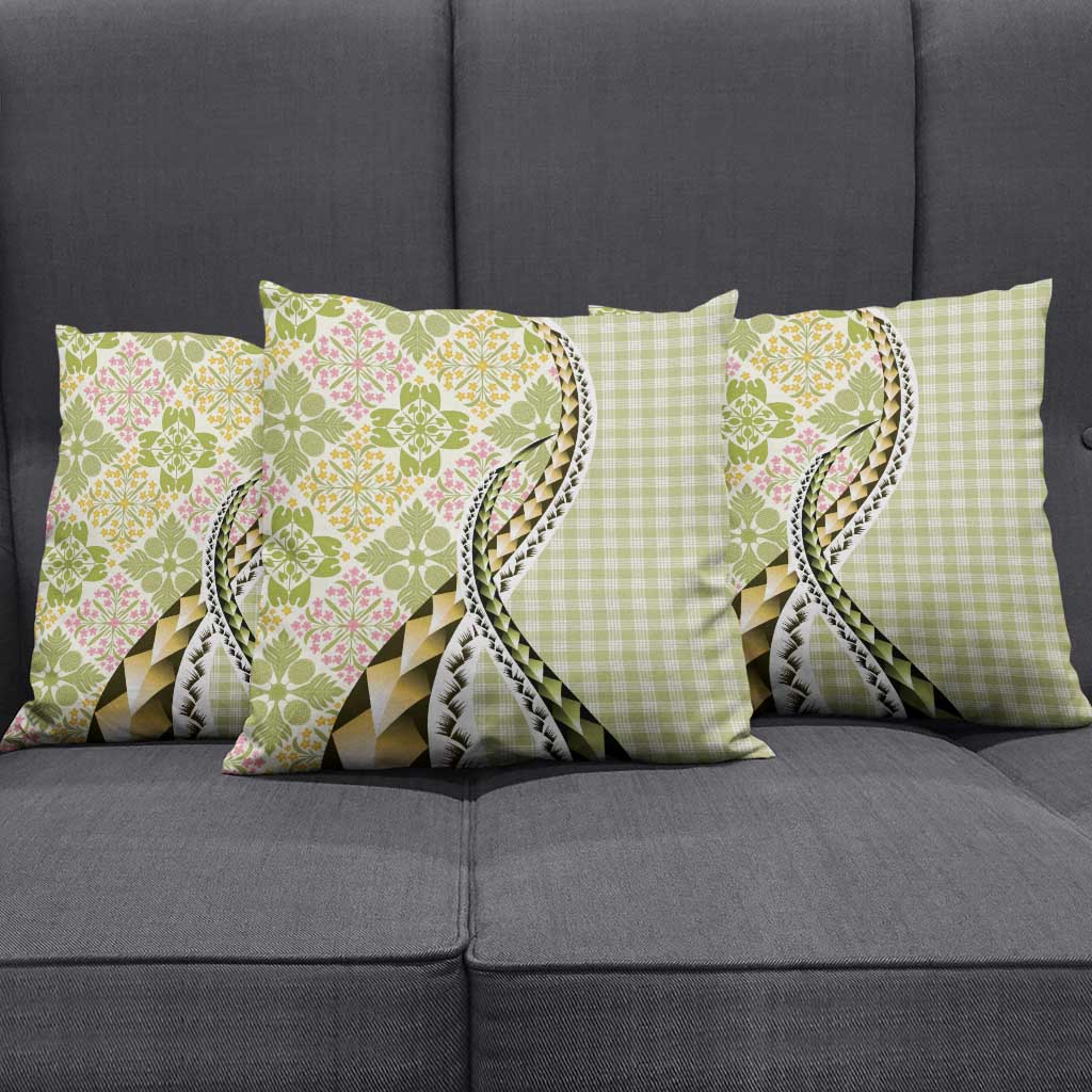 Aloha Vintage Palaka Floral Hawaiian Quilt Pillow Cover Omaomao Motif - Polynesian Pride