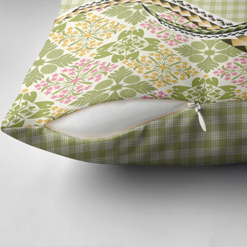 Aloha Vintage Palaka Floral Hawaiian Quilt Pillow Cover Omaomao Motif - Polynesian Pride