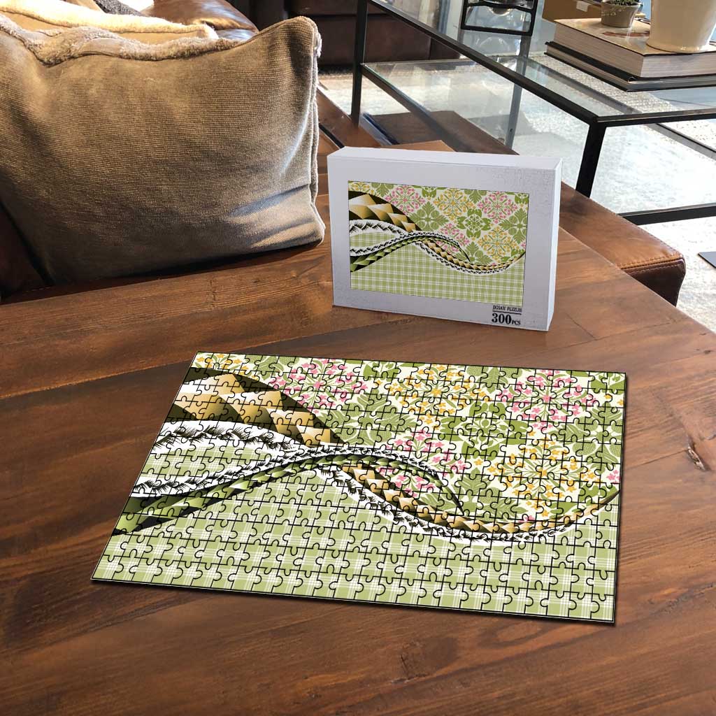 Aloha Vintage Palaka Floral Hawaiian Quilt Puzzle Omaomao Motif - Polynesian Pride