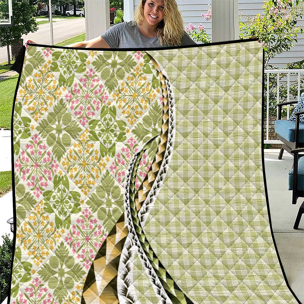 Aloha Vintage Palaka Floral Hawaiian Quilt Quilt Omaomao Motif - Polynesian Pride