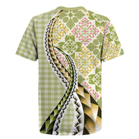 Aloha Vintage Palaka Floral Hawaiian Quilt Rugby Jersey Omaomao Motif - Polynesian Pride