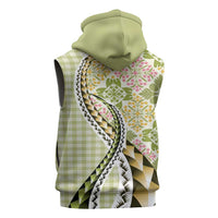 Aloha Vintage Palaka Floral Hawaiian Quilt Sleeveless Zip Hoodie Omaomao Motif LT9 - Polynesian Pride
