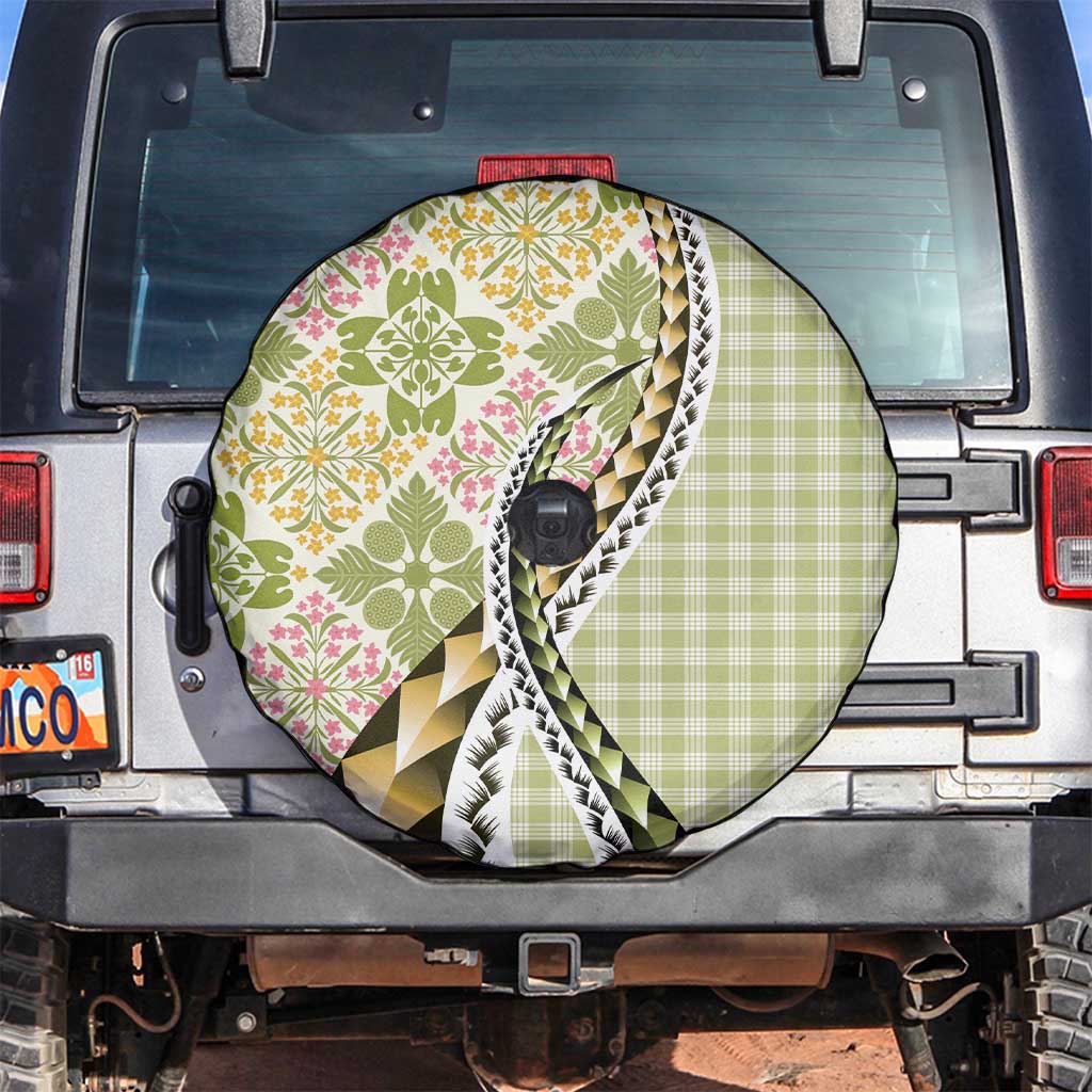 Aloha Vintage Palaka Floral Hawaiian Quilt Spare Tire Cover Omaomao Motif - Polynesian Pride