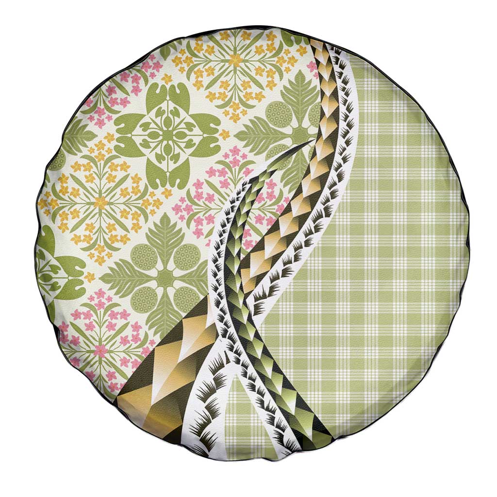 Aloha Vintage Palaka Floral Hawaiian Quilt Spare Tire Cover Omaomao Motif - Polynesian Pride
