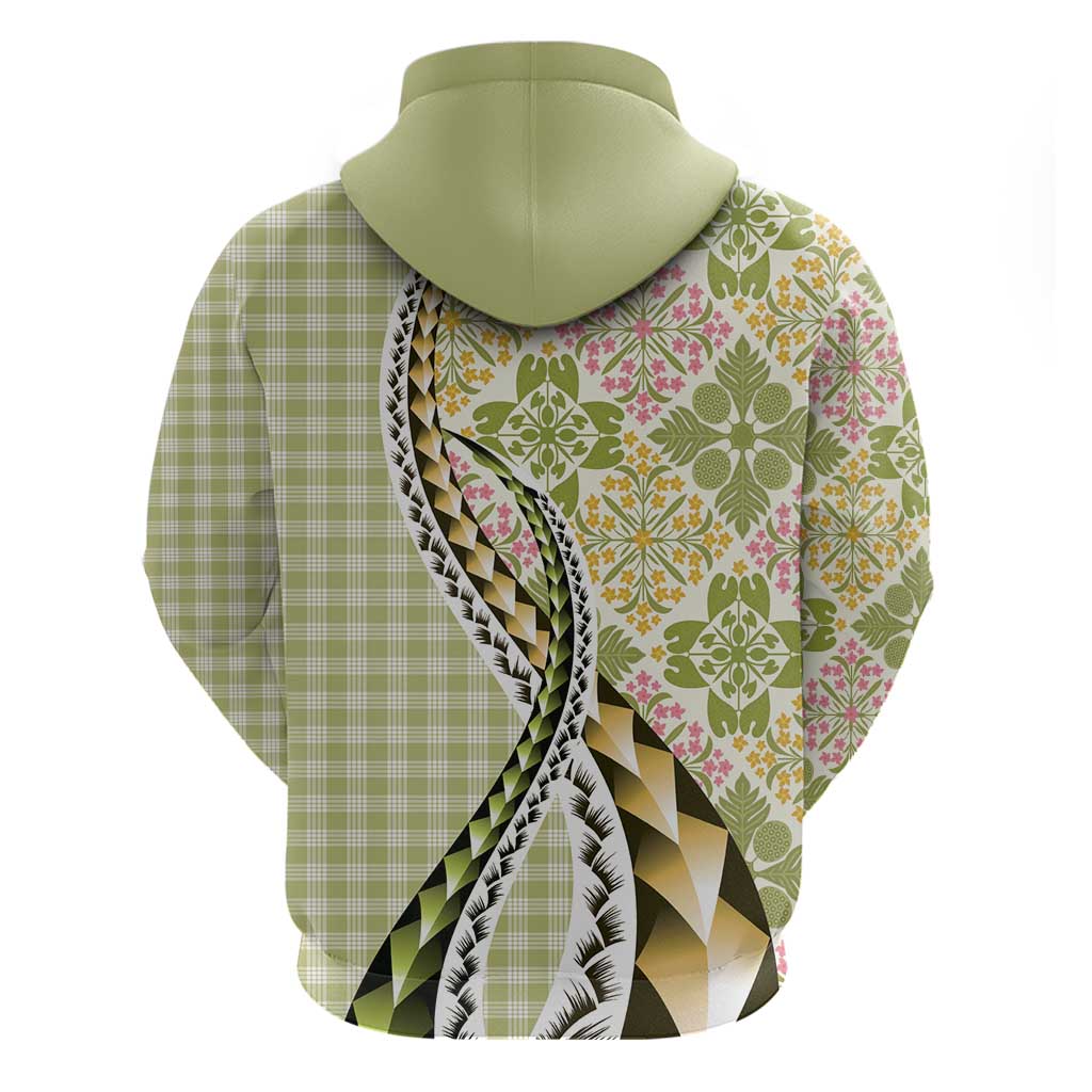 Aloha Vintage Palaka Floral Hawaiian Quilt Zip Hoodie Omaomao Motif - Polynesian Pride