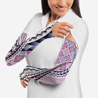 Aloha Vintage Palaka Floral Hawaiian Quilt Arm Sleeves Akala Motif - Polynesian Pride