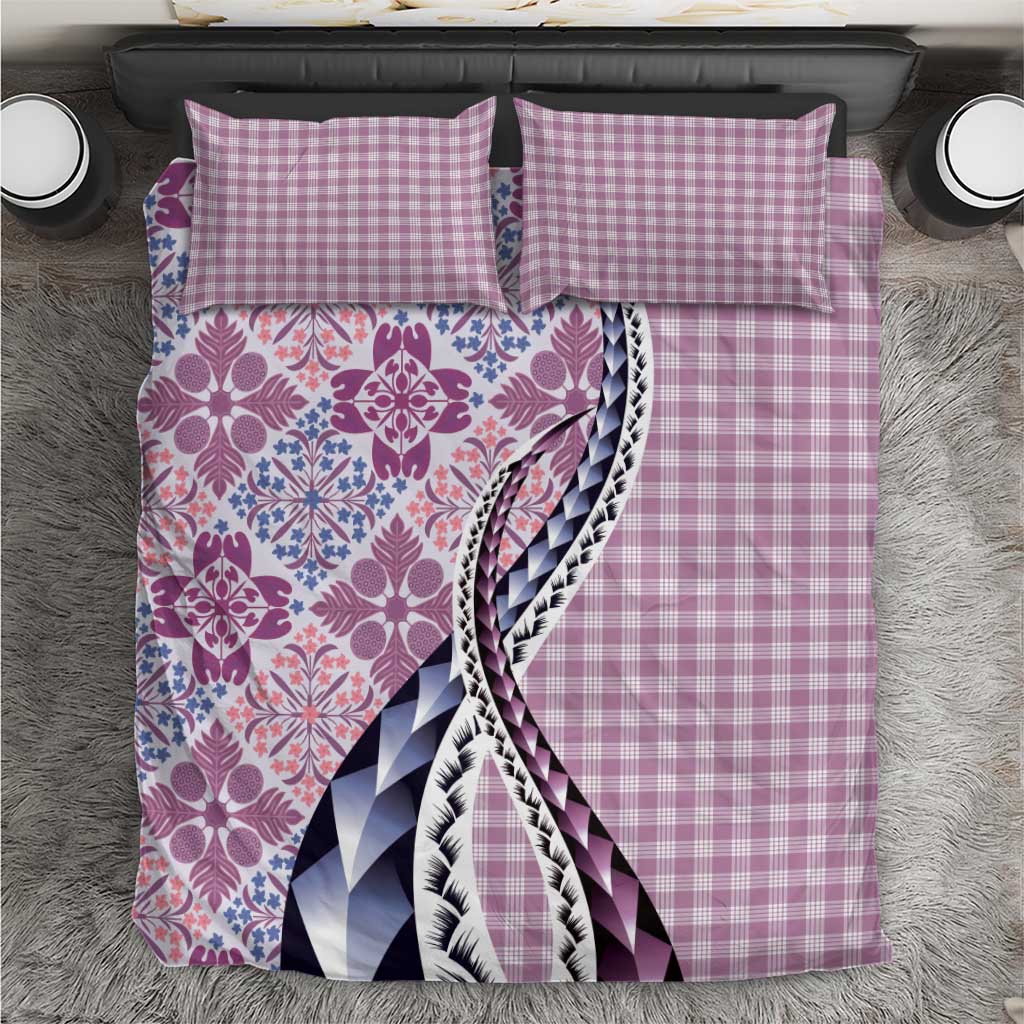 Aloha Vintage Palaka Floral Hawaiian Quilt Bedding Set Akala Motif - Polynesian Pride