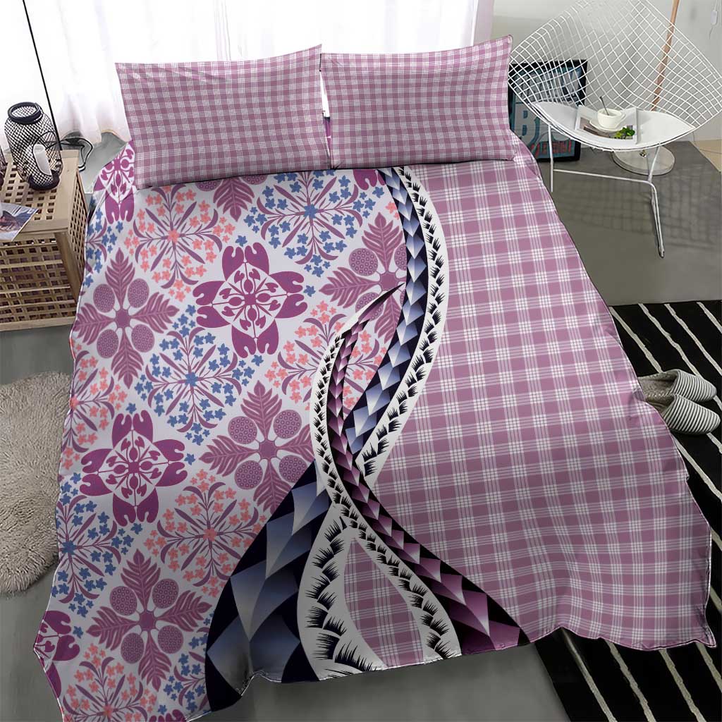 Aloha Vintage Palaka Floral Hawaiian Quilt Bedding Set Akala Motif - Polynesian Pride