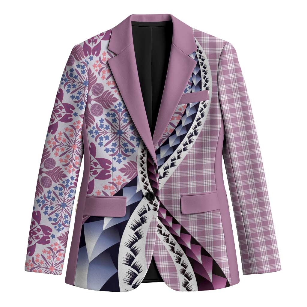 Aloha Vintage Palaka Floral Hawaiian Quilt Blazer Akala Motif - Polynesian Pride