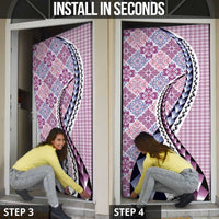 Aloha Vintage Palaka Floral Hawaiian Quilt Door Cover Akala Motif - Polynesian Pride