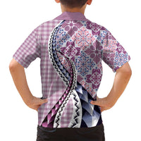 Aloha Vintage Palaka Floral Hawaiian Quilt Family Matching Long Sleeve Bodycon Dress and Hawaiian Shirt Akala Motif LT9 - Polynesian Pride