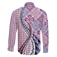 Aloha Vintage Palaka Floral Hawaiian Quilt Family Matching Puletasi and Hawaiian Shirt Akala Motif - Polynesian Pride