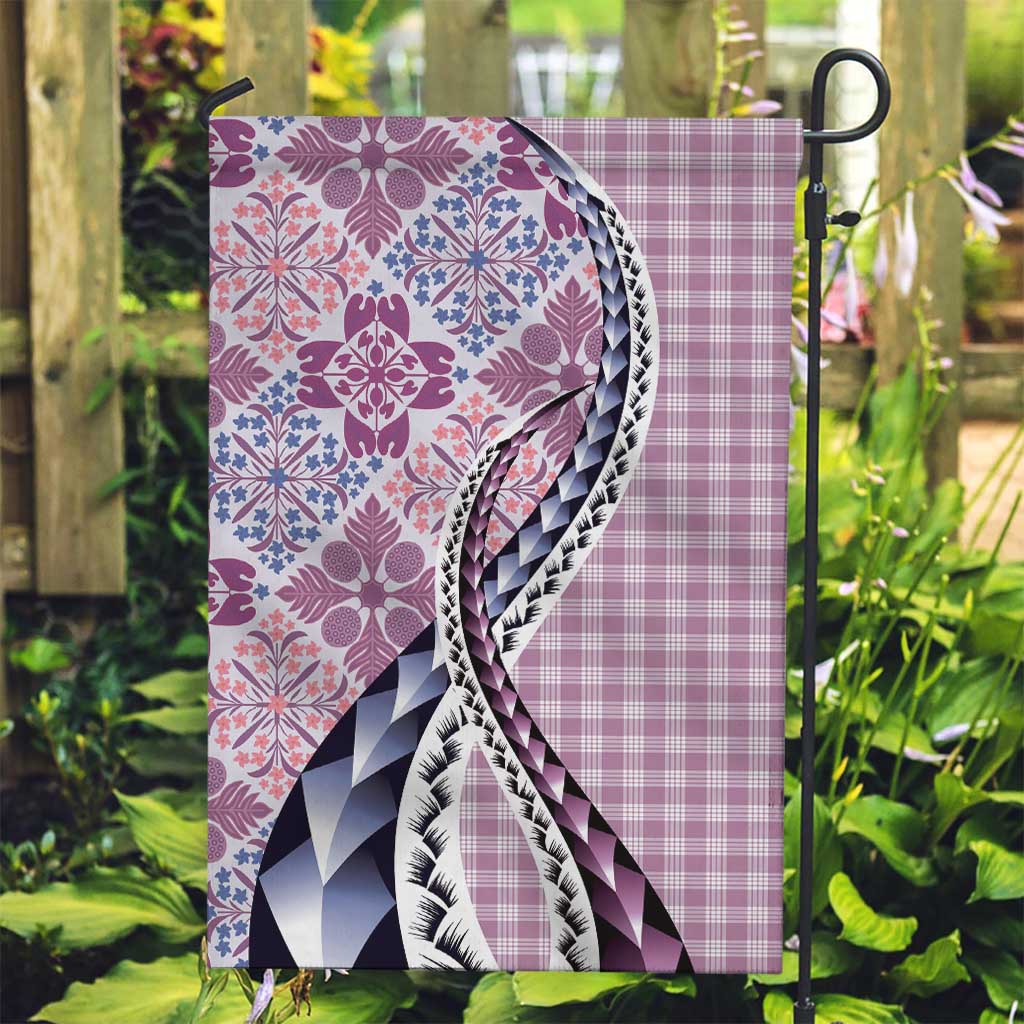 Aloha Vintage Palaka Floral Hawaiian Quilt Garden Flag Akala Motif - Polynesian Pride