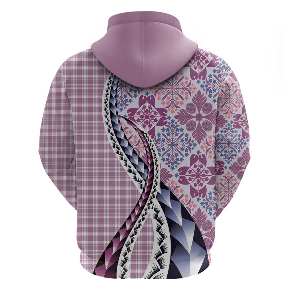 Aloha Vintage Palaka Floral Hawaiian Quilt Hoodie Akala Motif - Polynesian Pride