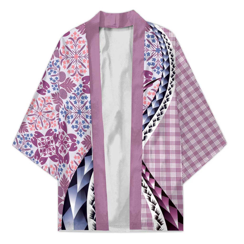 Aloha Vintage Palaka Floral Hawaiian Quilt Kimono Akala Motif - Polynesian Pride