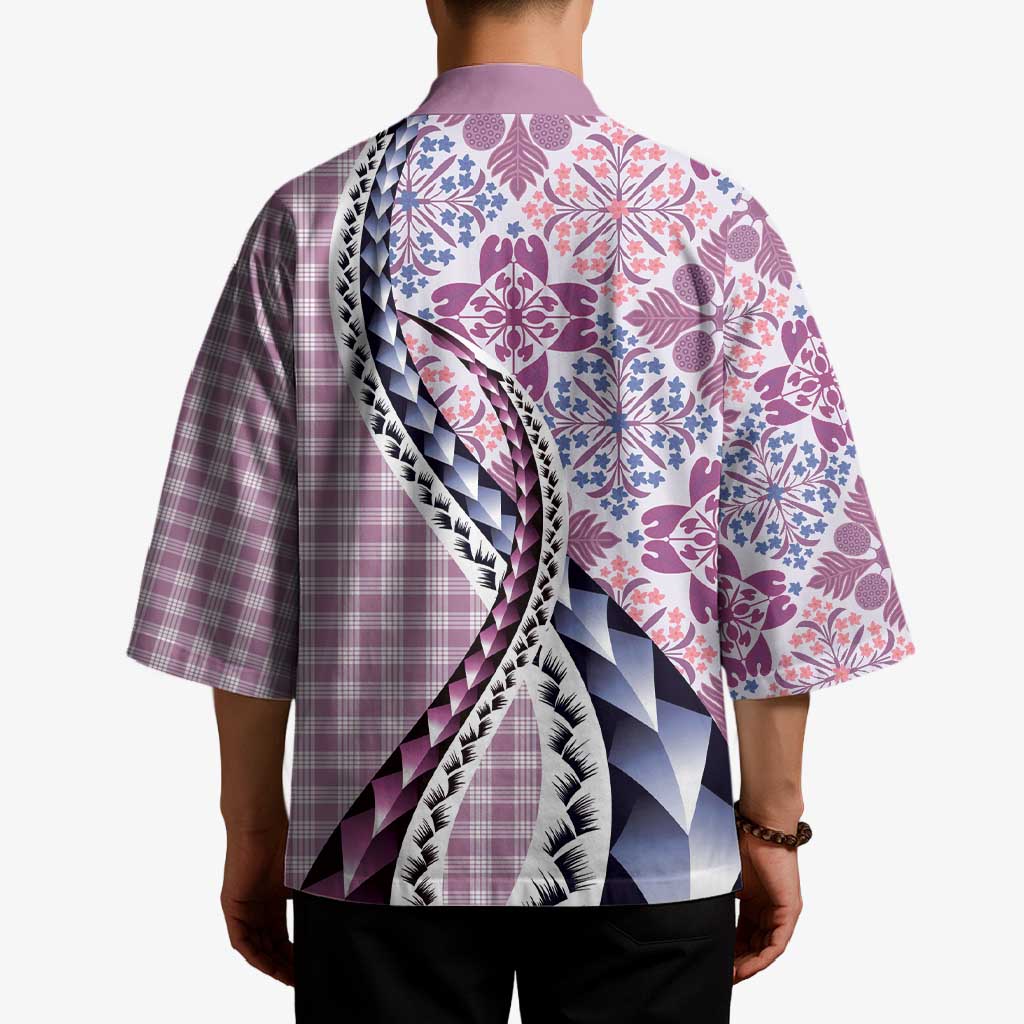 Aloha Vintage Palaka Floral Hawaiian Quilt Kimono Akala Motif - Polynesian Pride