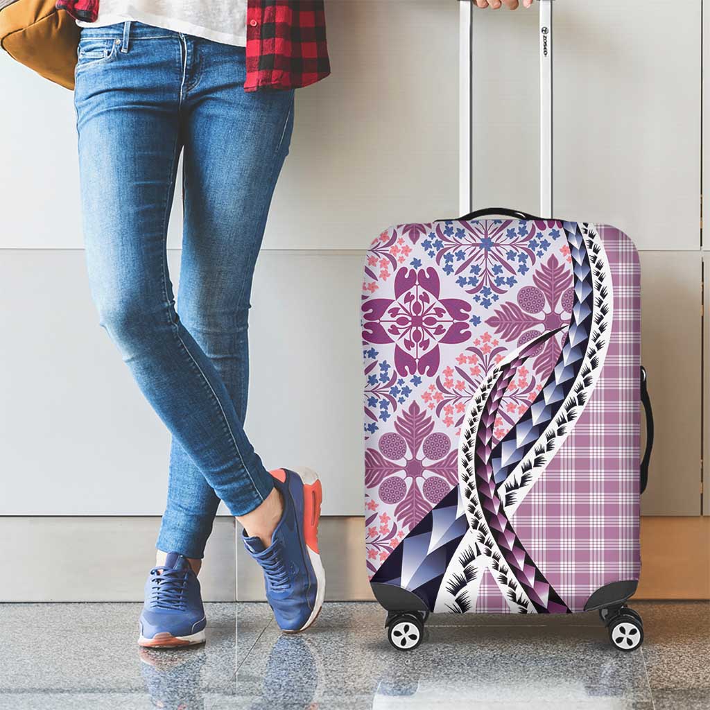 Aloha Vintage Palaka Floral Hawaiian Quilt Luggage Cover Akala Motif - Polynesian Pride