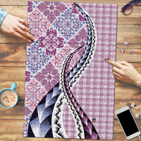 Aloha Vintage Palaka Floral Hawaiian Quilt Puzzle Akala Motif - Polynesian Pride